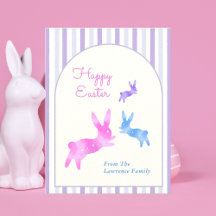 Rose Bleu Violet Aquarelle Mignon Lapin Pâques 