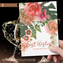 Rose Corail Floral Meilleurs Vœux Pour Votre Jour