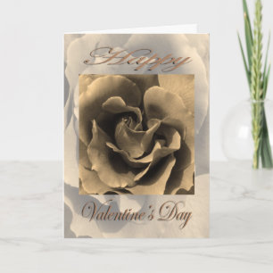 Cartes Pour Fêtes Annuelles Rose de la Saint-Valentin Sepia