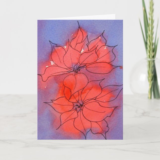 Cartes Pour Fêtes Annuelles Rose de Noël (Devant)