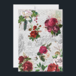 Cartes Pour Fêtes Annuelles Rose de Noël Vintage Joyeux Noel Ephemera<br><div class="desc">Élégante et richement détaillée composition florale de Noël sans couture avec typographie "Joyeux Noel",  écriture manuscrite,  graphique postale,  sainte,  mistletoe,  roses rouges et ivoire profonds sur arrière - plan parchemin vieilli.</div>