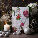 Cartes Pour Fêtes Annuelles Rose de Noël Vintage Joyeux Noel Ephemera<br><div class="desc">Élégante et richement détaillée composition florale de Noël sans couture avec typographie "Joyeux Noel",  écriture manuscrite,  graphique postale,  sainte,  mistletoe,  roses rouges et ivoire profonds sur arrière - plan parchemin vieilli.</div>