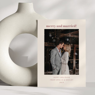 Cartes Pour Fêtes Annuelles Rose Dusty minime Joyeux Marié Photo de Noël