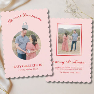 Cartes Pour Fêtes Annuelles Rose et Rouge Bébé en Route Grossesse Noël