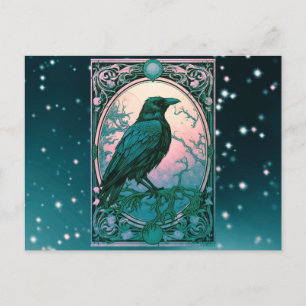 Cartes Pour Fêtes Annuelles Rose et Vert Oiseau Noir Céleste Halloween