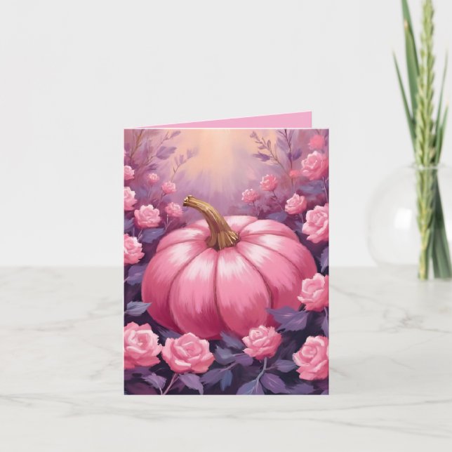 Cartes Pour Fêtes Annuelles Rose florale citrouille rose Halloween Thanksgivin (Devant)