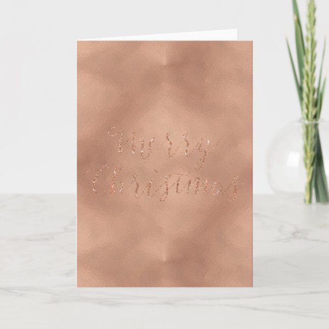 Cartes Pour Fêtes Annuelles Rose Gold Glam Sparkle Joyeux Noël (Devant)