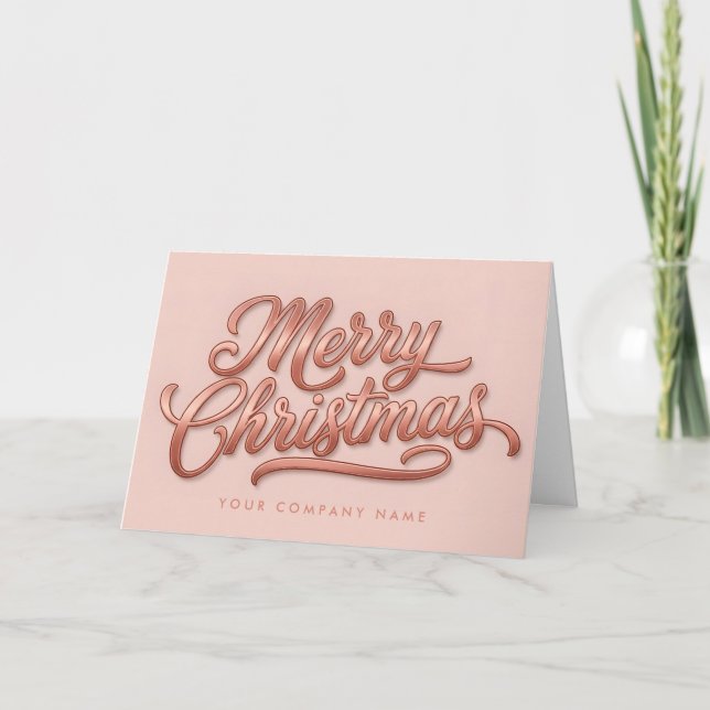 Cartes Pour Fêtes Annuelles Rose Gold Retro Script Joyeux Noël (Devant)