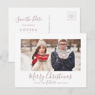 Cartes Pour Fêtes Annuelles Rose minimale Joyeux Noël Enregistrer la date Phot