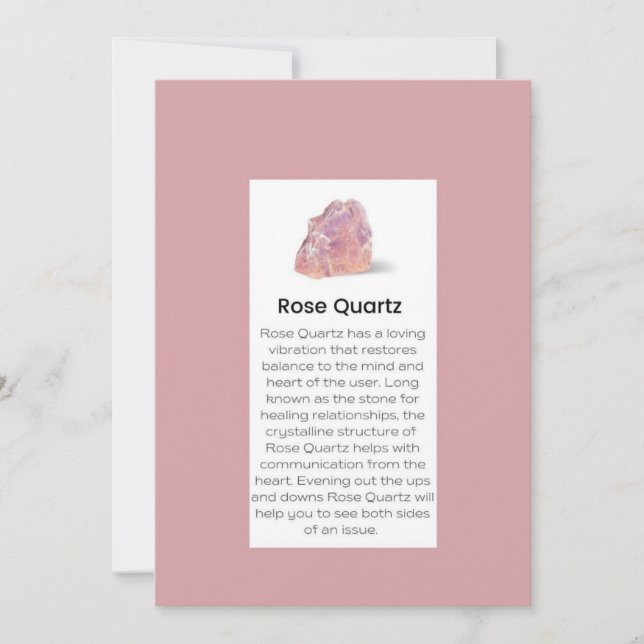 Cartes Pour Fêtes Annuelles Rose Quartz Crystal Signification Bijoux Display C (Devant)