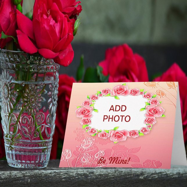 Cartes Pour Fêtes Annuelles Rose Roses Valentine Ajouter Votre Photo (Créateur téléchargé)