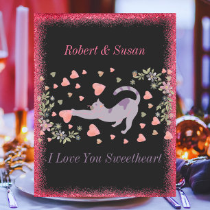 Cartes Pour Fêtes Annuelles Rose Rouge Coeur Noir Funny Mignonne Chat Valentin