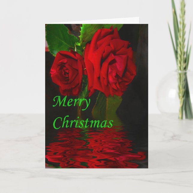 Cartes Pour Fêtes Annuelles Rose rouge - Joyeux Noël (Devant)