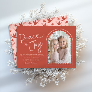 Cartes Pour Fêtes Annuelles Rose Rouge Moderne Arche Paix Joie Photo Noël