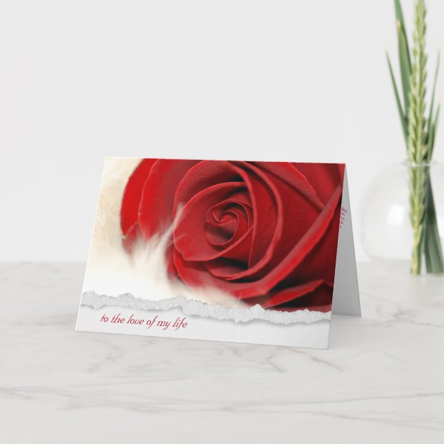 Cartes Pour Fêtes Annuelles Rose rouge valentine sur fourrure (Devant)
