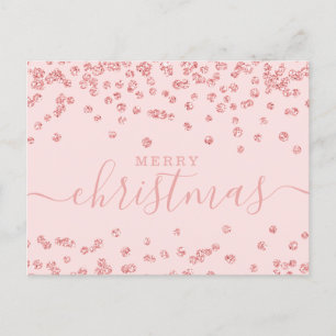 Cartes Pour Fêtes Annuelles Rose simple Vacances de Noël Or Parties scintillan