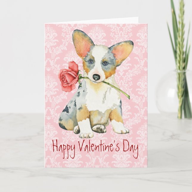 Cartes Pour Fêtes Annuelles Rose Valentin Cardigan Welsh Corgi (Devant)