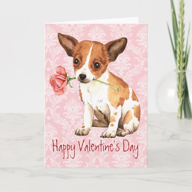 Cartes Pour Fêtes Annuelles Rose Valentin Chihuahua (Devant)