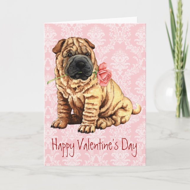 Cartes Pour Fêtes Annuelles Rose Valentin Shar-Pei (Devant)
