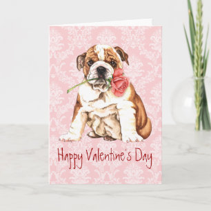 Cartes Pour Fêtes Annuelles Rose Valentine Bulldog