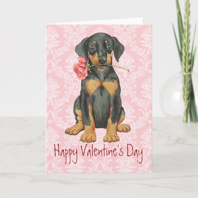 Cartes Pour Fêtes Annuelles Rose Valentine Doberman (Devant)