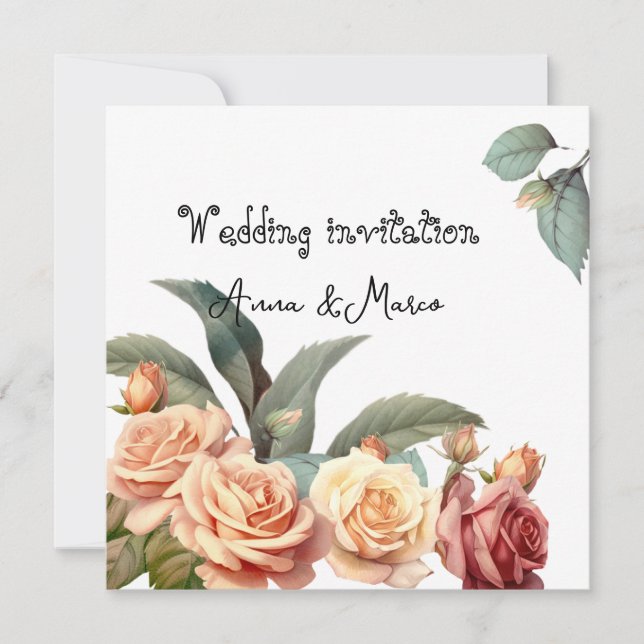 Cartes Pour Fêtes Annuelles Rose vintage aquarelle (Devant)