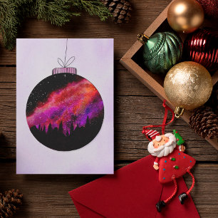 Cartes Pour Fêtes Annuelles Rose violet étoile nuit Bois Noël Ball