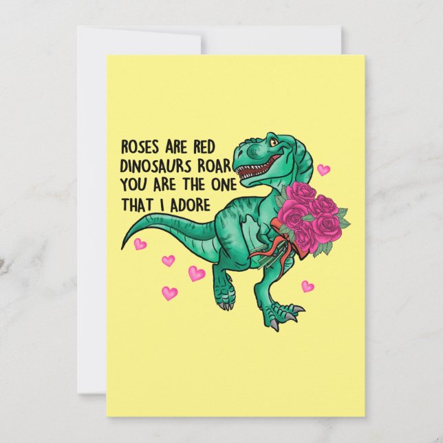 Cartes Pour Fêtes Annuelles Roses Are Red Drôle Dinosaure Saint-Valentin (Devant)