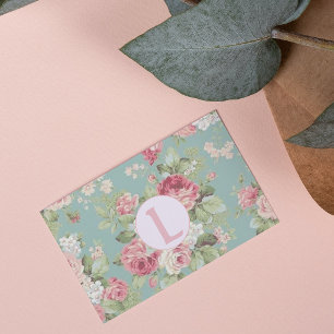 Cartes Pour Fêtes Annuelles Roses de chou Aqua motif Floral Vintage