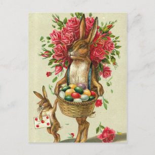 Cartes Pour Fêtes Annuelles Roses de lapin de Pâques et lapin magnifiques de