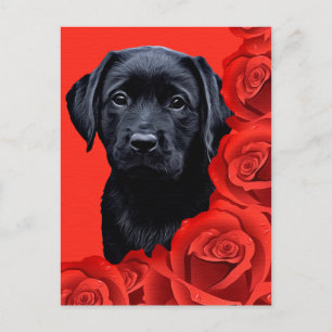 Cartes Pour Fêtes Annuelles Roses de marionnettes Valentine - Labrador - Black
