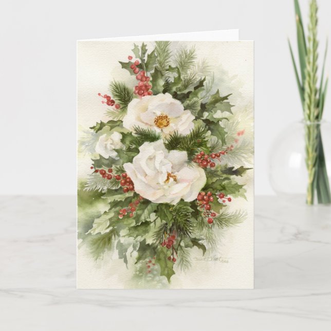Cartes Pour Fêtes Annuelles Roses de Noël 09CCS2-1 (Devant)