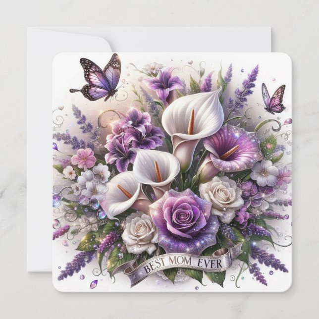 Cartes Pour Fêtes Annuelles Roses et callas Meilleure Maman du Monde (Devant)