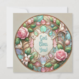Cartes Pour Fêtes Annuelles Roses iridescents et galets bénédictions
