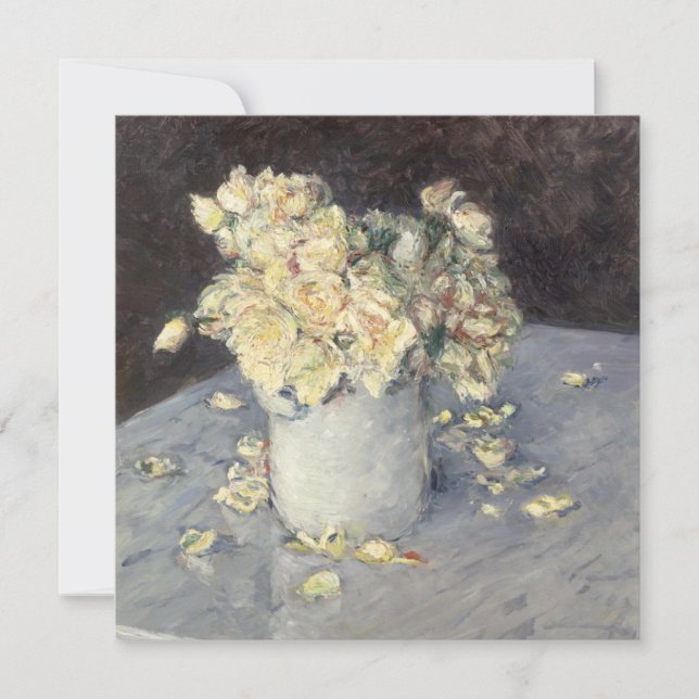Cartes Pour Fêtes Annuelles Roses jaunes dans un vase de Caillebott Impression (Devant)