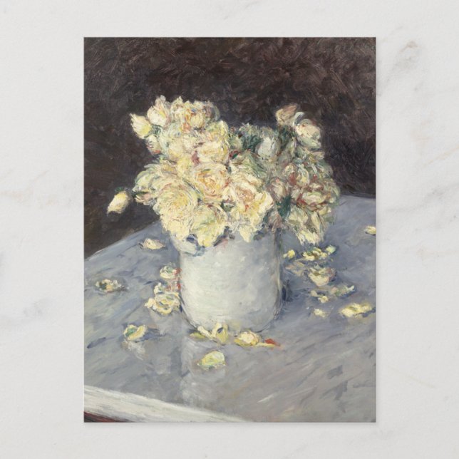 Cartes Pour Fêtes Annuelles Roses jaunes dans un vase de Caillebott Impression (Devant)