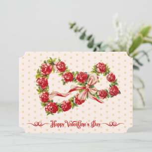 Cartes Pour Fêtes Annuelles Roses rouges Coeur floral Wreath Élégant mignon Vi