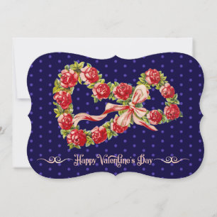 Cartes Pour Fêtes Annuelles Roses rouges Coeur floral Wreath Élégant mignon Vi