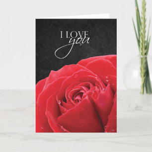Cartes Pour Fêtes Annuelles Roses rouges et gouttelettes d'eau   Je T'Aime Car