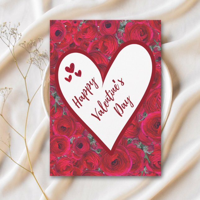 Cartes Pour Fêtes Annuelles Roses Rouges Romantiques - Saint-Valentin Cœur Rou (Créateur téléchargé)