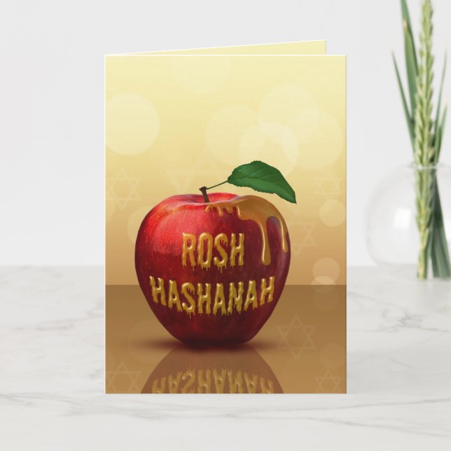Cartes Pour Fêtes Annuelles Rosh Hashana Nouvel An juif Miel Pomme (Devant)