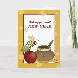 Cartes Pour Fêtes Annuelles Rosh Hashanah Apple, Bee et Honey