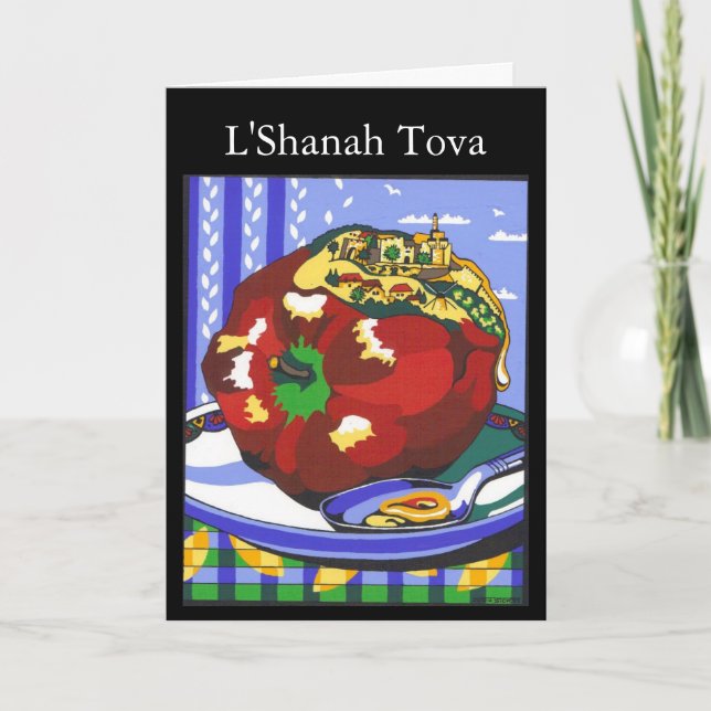 Cartes Pour Fêtes Annuelles Rosh Hashanah Apple, L'Shanah Tova (Devant)
