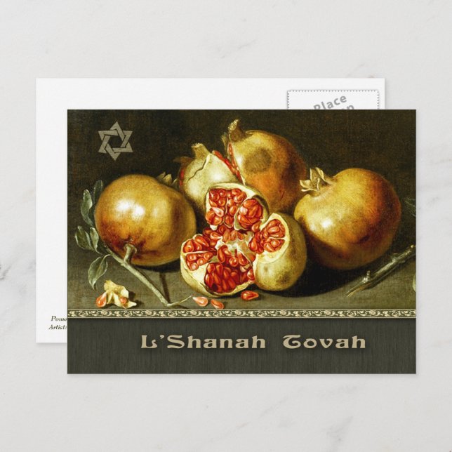 Cartes Pour Fêtes Annuelles Rosh Hashanah. Art du Nouvel An juif (Devant / Derrière)
