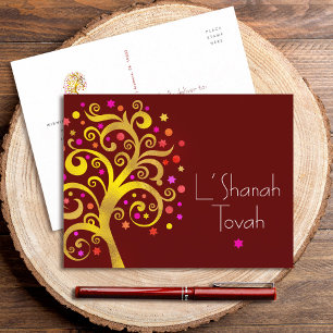 Cartes Pour Fêtes Annuelles Rosh Hashanah Bourgogne Arbre de Vie feuille de mé