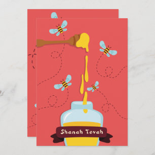 Cartes Pour Fêtes Annuelles Rosh Hashanah Honey & Bee Salutation