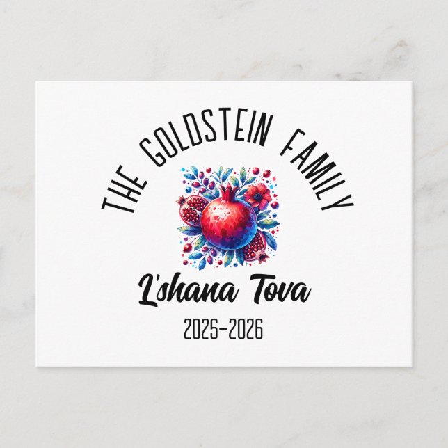 Cartes Pour Fêtes Annuelles Rosh Hashanah Jour de l'An juif Nom personnalisé H (Devant)