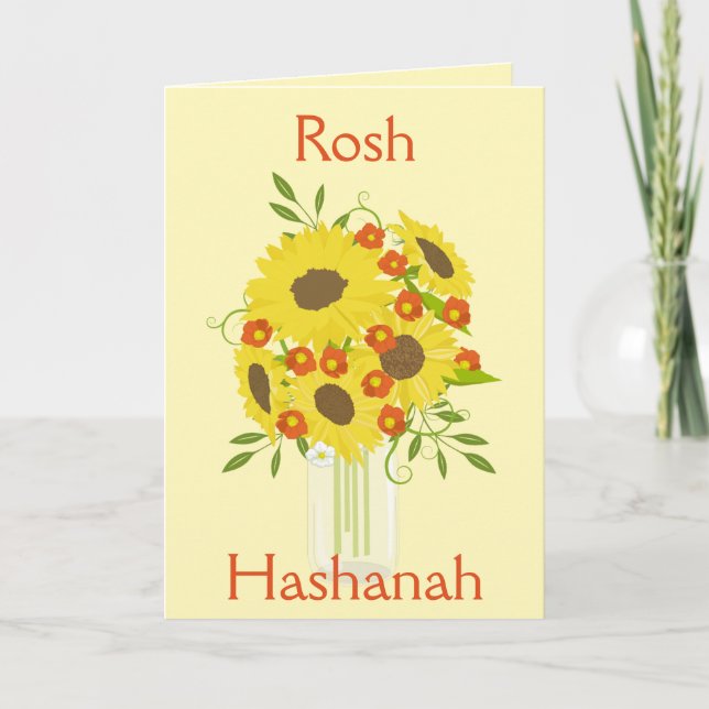 Cartes Pour Fêtes Annuelles Rosh Hashanah Sweetflowers dans Vase (Devant)