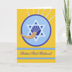 Cartes Pour Fêtes Annuelles Rosh Hashanah tardif, Shofar et Magen David
