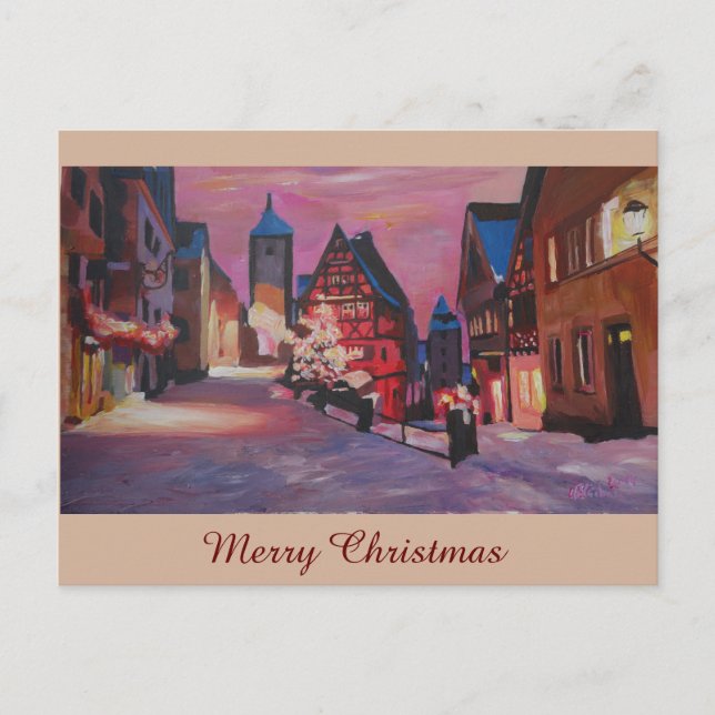 Cartes Pour Fêtes Annuelles Rothenburg romantique Tauber Allemagne en hiver (Devant)